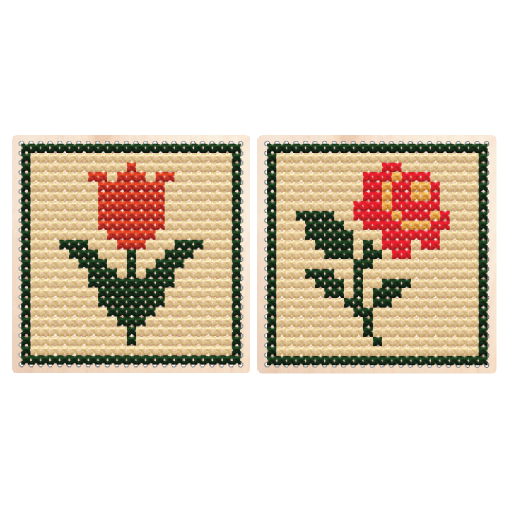 ვარდი და ტიტა - ხეზე ქარგვა