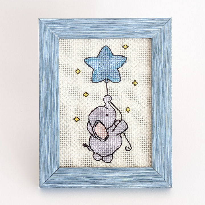 სპილუკა ბუშტით - კანვაზე ქარგვა