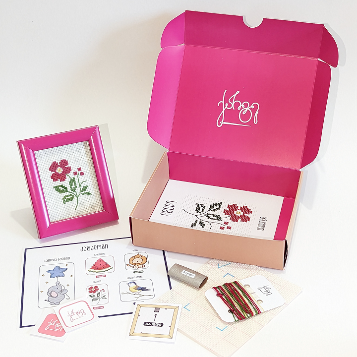 ყვავილი - კანვაზე ქარგვა